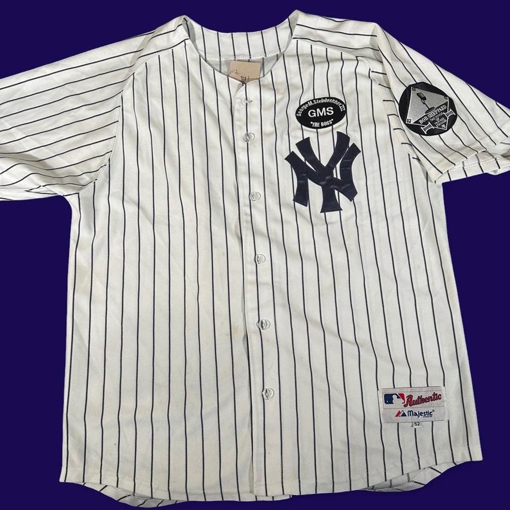 Majestic New York Yankees Steinbrenner Bob Sheppard Jersey 13 Mens 52 XL
